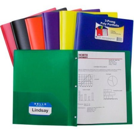 C-LINE PRODUCTS C-Line Products Two-Pocket Heavyweight Poly Portfolio Folder with Prongs, Primary Colors - 36/Set 33960-DS